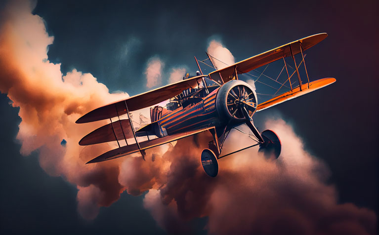 Airplane Flying With Propeller Blue Sky Generative Ai